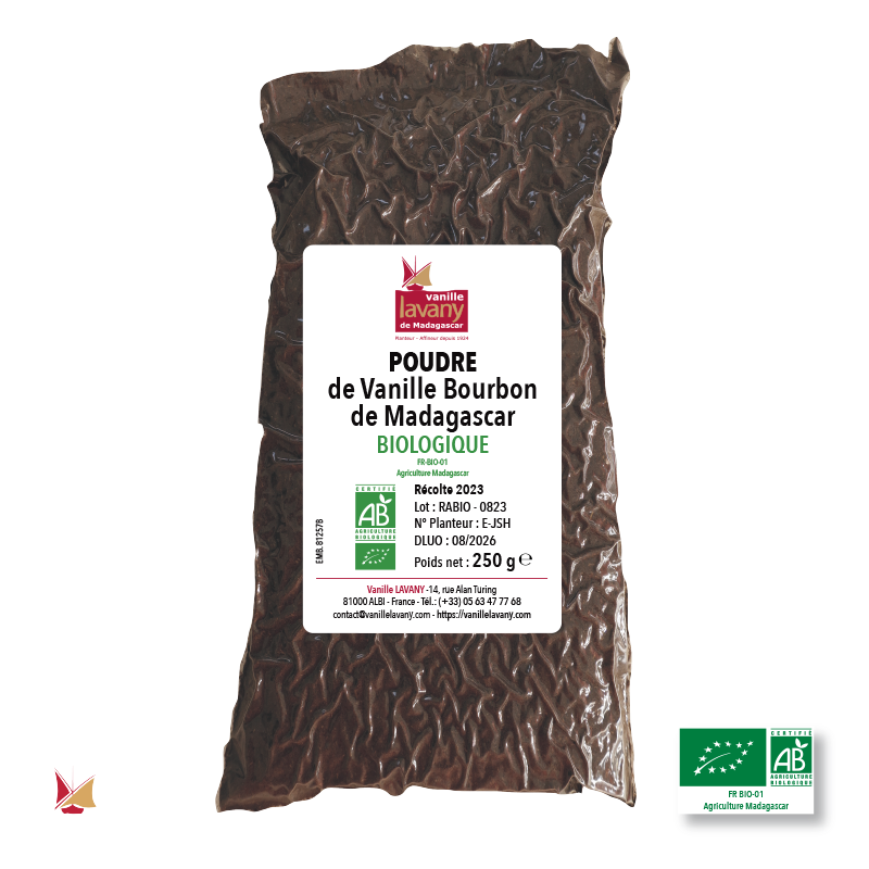 250 g de Poudre BIOLOGIQUE de Vanille LAVANY Bourbon de Madagascar