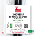 Etiquette de 2 gousses de Vanille LAVANY Bourbon de Madagascar Agriculture Biologique