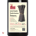 Label of 1 liter of Extract 200 of LAVANY Bourbon Vanilla from Madagascar with grains Conventional Agriculture