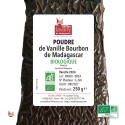 Etiquette de 1 Paquet sous vide de 250 g de Poudre de Vanille LAVANY Bourbon de Madagascar Agriculture Biologique