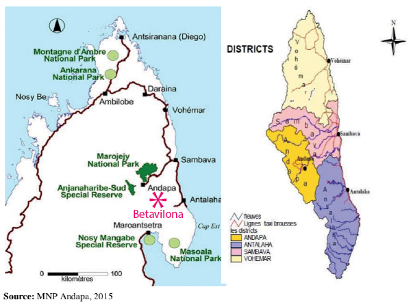 Mappa della zona di produzione SAVA di la Vaniglia LAVANY Bourbon del Madagascar