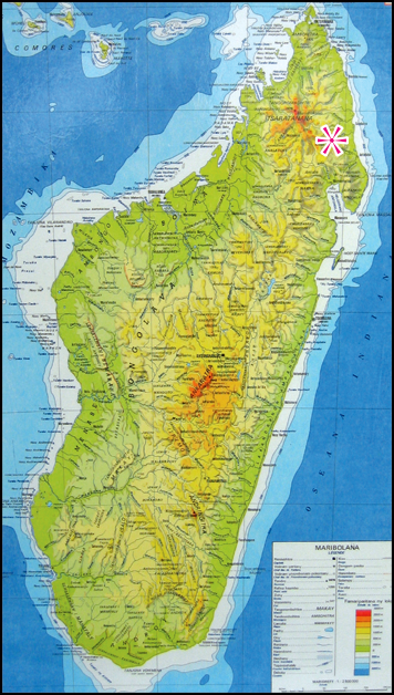 Karte von Madagaskar mit der Positionierung unseres Dorfes von Betavilona